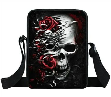 Crna torba - lobanja sa ružama 