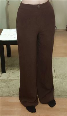 Lagane široke braon elastične pantalone 