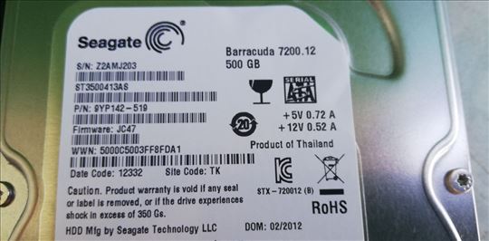 Hard disk 500GB Sata Seagate Baracuda 7200 - 2 kom