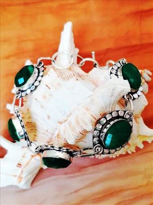 Narukvica Srebro 925  prirodan Emerald