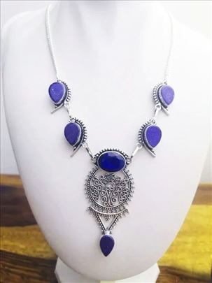 Ogrlica Srebro 925  Prirodan Lapis Lazuli Jolit
