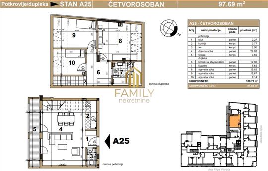 Četvorosoban stan, Podbara, 98m2, povrat PDV-a