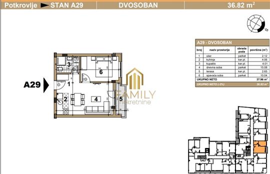 Dvosoban stan, 37m2, Podbara, povrat PDV-a