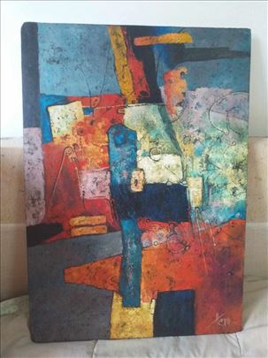 Apstraktna umetnicka slika sa potpisom