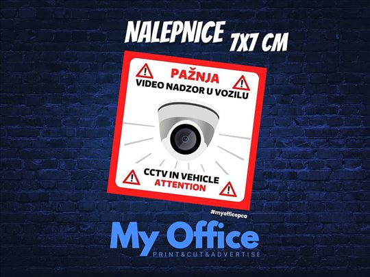 Video nadzor u vozilu,nalepnica 7x7 cm