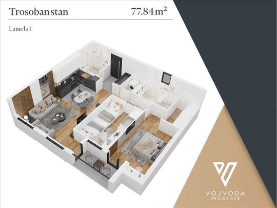 Novogradnja Vojvoda Residence – 77 m2, trosoban