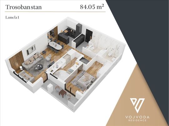 Novogradnja Vojvoda Residence – 84 m2, trosoban