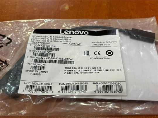 Lenovo USB-C to Ethernet Adapter PN 4X90S91831