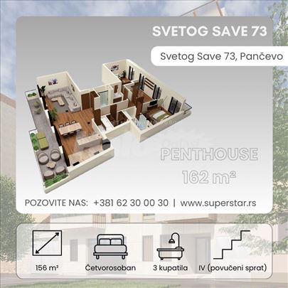 Penthouse u Pančevu 162 m2 direktna prodaja