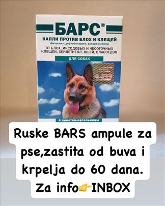 Na prodaju ruske Bars ampule za pse-akcija