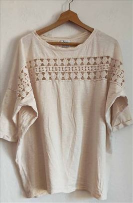 Zara Trafaluc pamučna bluza sa čipkom vel. S