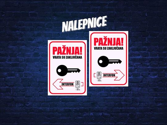 Nalepnice ZAKLJUČANA VRATA, INTERFON!