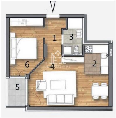 Dvosoban stan, 43.92 m2, treći sprat, sa PDV-om