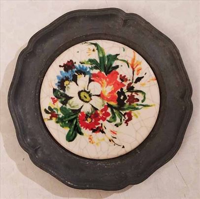 Vintage slikica metal porcelan 