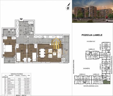 Prostran četvorosoban stan u izgradnji, 94m² – dva