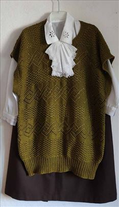 Vintage pamučni ručno pleteni prsluk - bluza