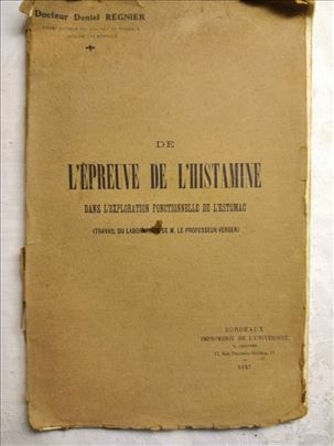 Antikvarna knjiga:Le Epreuve de L"Histamine 1927. 