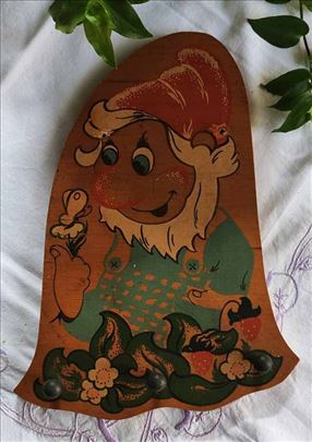 Vintage ručno oslikana drvena vešalica 29x19 cm