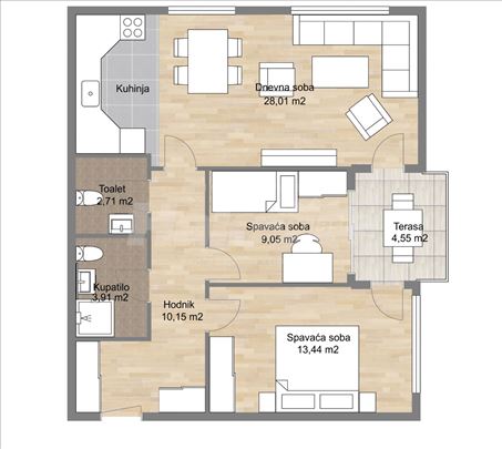 71,82 m2 - Kompleks 25. Maj Residences Mladenovac