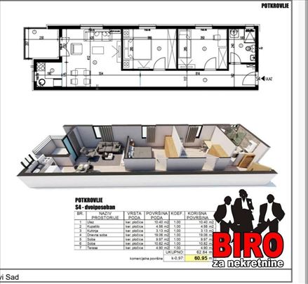 Nov trosoban sta 61 m2