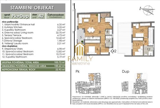 Prodaje se četvorosoban dupleks u izgradnji, 103m²