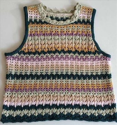 Pleteni pamučni prsluk - bluza ručni rad vel. M
