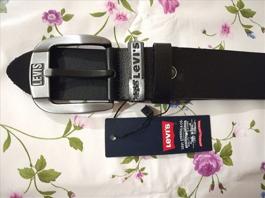 Novi muški kožni markirani kaiš Levis u crnoj boji