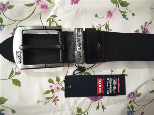 Novi muški kožni markirani kaiš Levis u crnoj boji