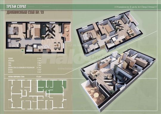 Dvoiposoban stan 58m2, Altina 