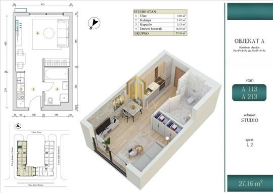 Garsonjera 27m² na Novom Naselju