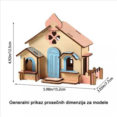 3D slagalica - drvena kućica, obrazovna igračka