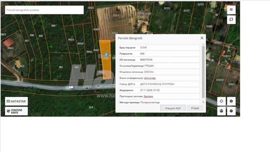 Plac 949m2, Grocka, Brestovik