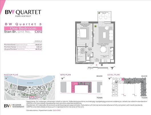 Quartet 3, Bg na vodi, pogled park, parking mesto