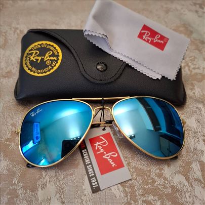 Ray Ban Aviator, Ogledal-Plave zlatni ram Unisex 