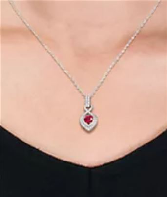 Ogrlica od belog zlata, sa rubinom i dijamantima