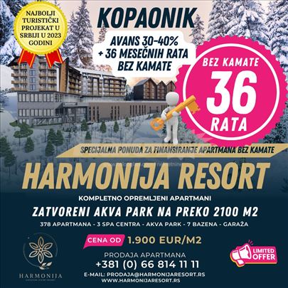 Harmonija Resort - Plaćanje na 36 rata bez kamate