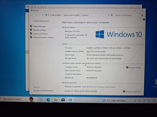 hp x360 i3 1005G1 8gb ddr4