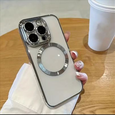 iPhone maska Magsafe srebrna 15 pro max  
