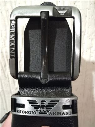 Nov muški kožni markirani kaiš Armani u crnoj boji