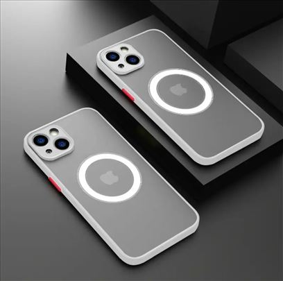 iPhone 12 pro max, bela mat kožna maska Magsafe