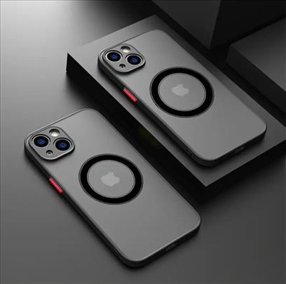 iPhone 12 pro max, Crna  mat kožna maska Magsafe