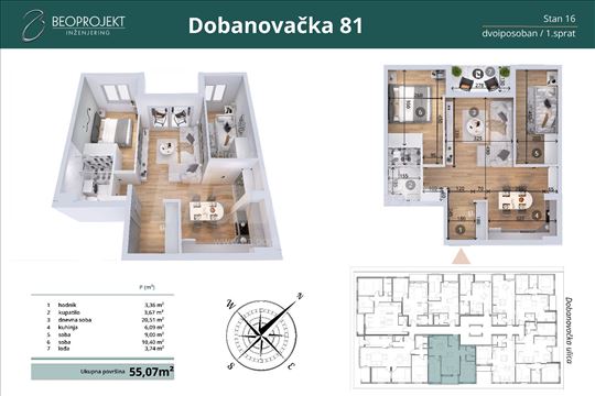 Novogradnja Dobanovačka -prelep dvoiposoban stan