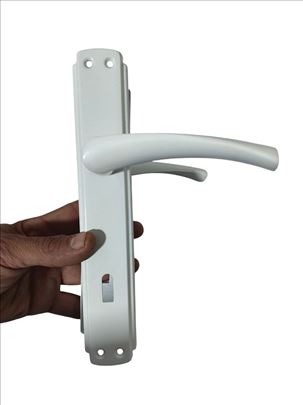 Kvake metalne za drvana vrata sa oprugom bele 