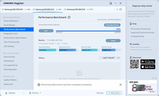 Samsung 850 EVO 250GB SSD 2.5" 550-530MBs