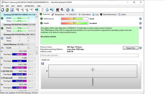 Samsung 860 EVO V-NAND SSD 500GB 560-530MBs