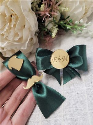 Cvetići za kićenje svatova-zelena traka/inicijali