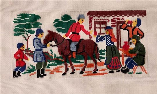 Vezena slika sa krstićima ručni rad 29 x 18 cm 