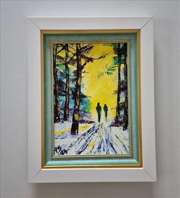 Ulje na platnu - Šetnja ispod sutona, prelepo!