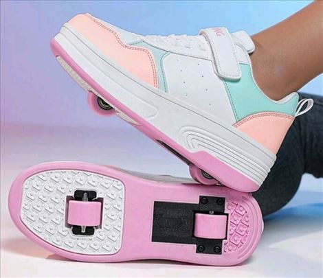 Patike roleri 2u1, pastel running, mogu i bez točk
