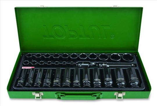 Toptul komplet udarnih gedora 1/2", 32 komada